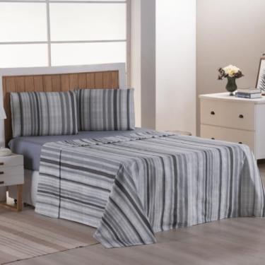 Imagem de Lençol 4 Peças 400 Fios Solteiro/Casal/Queen Estampa Exclusiva Floral Geométrico(Geométrico - 01,Queen 4 peças)