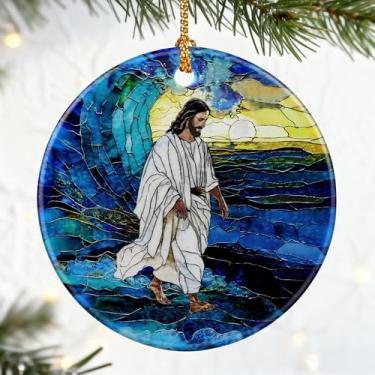 Imagem de Enfeite de Jesus Cristo, enfeites de Natal, decorações de árvore de Natal | Decoração de casa cristã, presentes de decoração religiosa para cristãos, presentes religiosos, troca de presentes e ideia