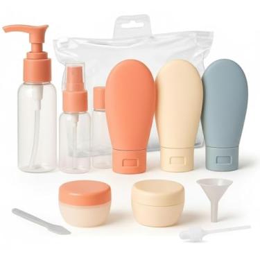 Imagem de Kit De Viagem Com 11 Frascos Recarregáveis Portátil À Prova De Vazamentos Para Shampoo Creme Maquiagem E Cosméticos - Premium