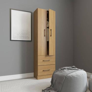 Imagem de Guarda Roupa Solteiro 2 Portas 2 Gavetas 47x172cm Mdp Carvalho 8012 Menu