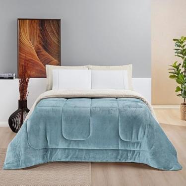 Imagem de Cobertor edredom grosso macio lã de ovelha sherpa coberdrom SOLTEIRO QUEEN e KING (Quartzo Azul, Solteiro)