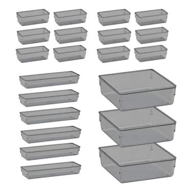 Imagem de Organizador Multiuso Modular Gavetas Acrilico Cristal e Fume(Kit 21 Fumê)