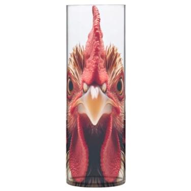 Imagem de JUZIHAI Vaso frontal de galo para flores, 9,9 cm x 30 cm, cilindro de plástico, moderno, vaso de flores para decoração de casa de centro de mesa de casamento