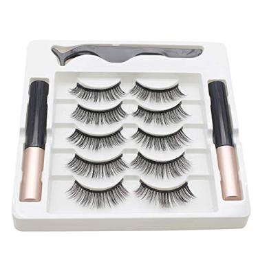 Imagem de 5 Pares de Cílios Magnéticos 2 Eyeliner Líquido Conjunto Pinça Extensão Falsos Sem Dor e Esforço para Maquiagem Olhos En