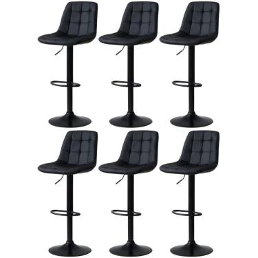 Imagem de Kit 6 Banqueta Alta Elegance  Com Base Giratória E  - Preto