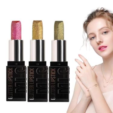 Imagem de Brilho Labial Com Glitter, 3 Peças De Cosméticos Labiais Com Glitter, Batom Fashion, Para Festas Viagens a dos Namorados e Presente para Mulheres e Meninas