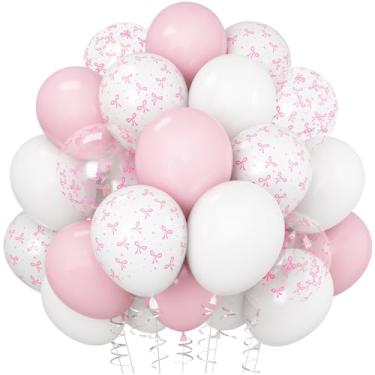 Imagem de Balões de laço rosa, rosa claro e branco, balões de arco transparente de 30,5 cm, decorações de festa de aniversário, balão de látex de hélio para arco de chá de panela, despedida de solteira