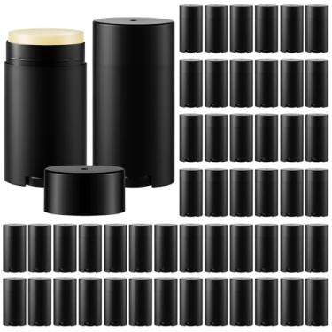 Imagem de Teenyyou Pacote com 50 recipientes de desodorante preto vazio, 75 ml, enchimento inferior, tubos de desodorante recarregáveis, tubos de bálsamo de batom torcidos, oval de plástico para aromaterapia