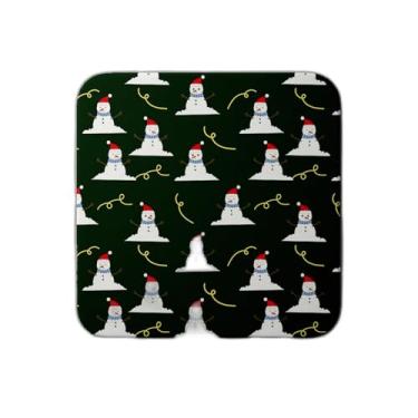 Imagem de Ladrilho Decorativo de Cerâmica com Estampa de Boneco de Neve Feliz Verde