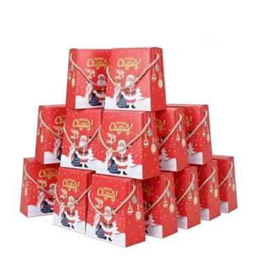 Imagem de zig zag Caixas de cesto de presente de Natal (pacote com 12 peças) – Ideal para presentes infantis, lembrancinhas de festa, celebração, presentes de devolução e presentes festivos, caixas de papel