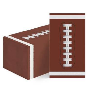 Imagem de Horaldaily 100 guardanapos decorativos de papel descartável de futebol, toalha de mão marrom para festa, almoço, jantar, cozinha, banheiro