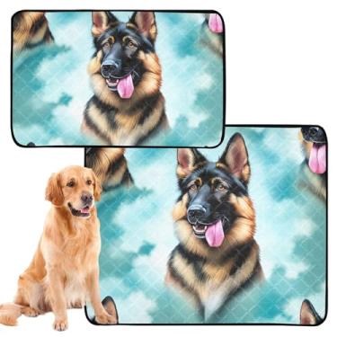 Imagem de TSENQUE Almofadas laváveis para xixi para cães, pastor alemão, animal de estimação, reutilizável, tapete bonito à prova d'água, antiderrapante, absorvente para cães, penico, pequeno x pacote com 3