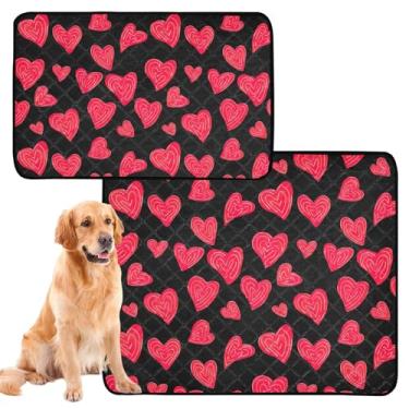 Imagem de Red Hearts Almofadas de xixi laváveis pretas para cães almofadas reutilizáveis para gatos absorventes para treinamento de penico à prova d'água tapete de gaiola de cachorro fofo, pequeno x pacote com
