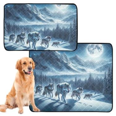 Imagem de TSENQUE Almofadas de xixi Wolves Moon Mountains para cães e animais de estimação para gatos, absorventes para cães, tapete de cercadinho para cães, pequeno, pacote com 3