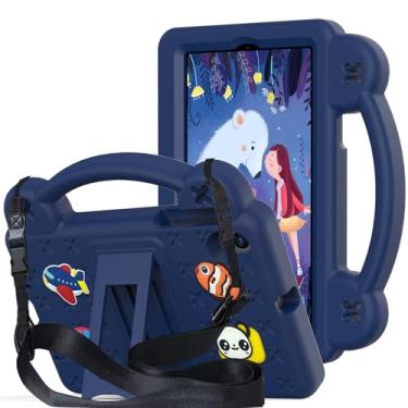 Imagem de QYiiD Capa infantil para tablet Onn. 7 polegadas 2024, proteção total à prova de choque EVA leve, alça de ombro dobrável para tablet Onn. 7 polegadas Gen 4 2024 modelo, DrakBlue
