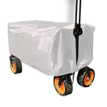Imagem de BAHULA Capa de carroça dobrável, capa de chuva de vagão, capa de carrinho impermeável, capa de carrinho de jardim resistente a UV para capa de vagão de acampamento, prata 420d, 97 * 61 * 56 cm