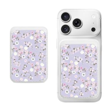 Imagem de Suporte magnético para iPhone, carteira fina de couro PU, capa para cartão, capa traseira para cartão, acessório de telefone fofo