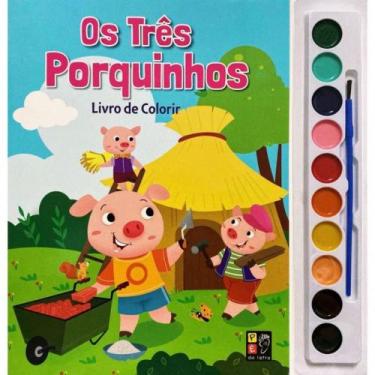 Imagem de Três porquinhos - livro de colorir - aquarela - PE DA LETRA, 3