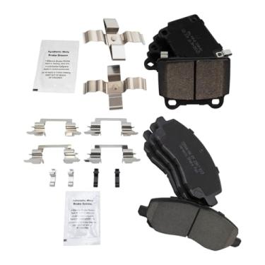 Imagem de TRQ Pastilhas de freio cerâmicas dianteiras e traseiras compatíveis com Mitsubishi Lancer 2008-2015