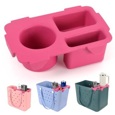 Imagem de Uwyriwooq Acessório de bandeja de topo para bolsa Bogg, suporte de copo Stanley de 946 ml e suporte de telefone para bolsa original grande/bebê média (rosa vermelha)