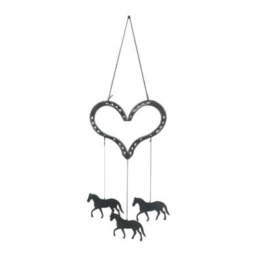 Imagem de Sino De Em Formato De Coração Para Amor | Com 3 Pingentes De Cavalo Metal Amor Galopante Ornamentos Casa | Pendo Decorativo para Valentine's Day,Para Jardim Quarto
