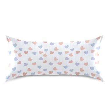 Imagem de Wassud Fronha de cetim xadrez de coração pastel, dia dos namorados, para cabelo e pele, fronhas de seda lisa, tamanho king size, respirável, com fecho de envelope