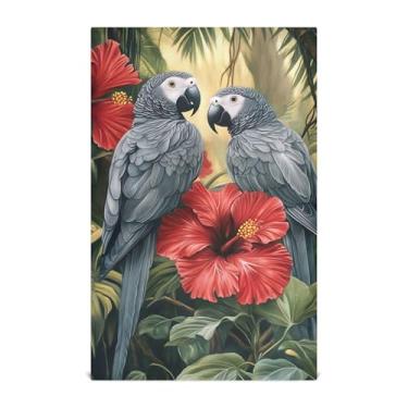 Imagem de Conjunto de toalha de prato de cozinha vintage decorativo papagaio selva tropical floral bonito toalha de chá panos de prato panos de prato absorventes macios 45 x 71 cm, 1 pacote