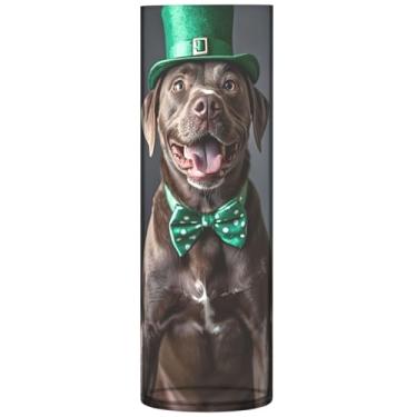 Imagem de Vaso cilíndrico para flores decorativo cachorro fofo cão de caça vaso de flores alto plástico impressão personalizada decoração de casa sala de estar, 30 cm x 9,9 cm