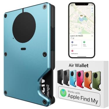 Imagem de Carteira Air para homens com chip AirTag integrado, funciona com Apple Find My (apenas iOS), rastreie sua carteira, carteira minimalista fina para homens, carteira RFID para homens, porta-cartão de