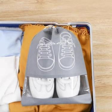Imagem de 5 bolsas de armazenamento de sapatos de viagem com zíper transparente design de janela para economizar espaço para tênis, botas, acampamento, viagem, pendurar organização portátil, Tamanho grande, À