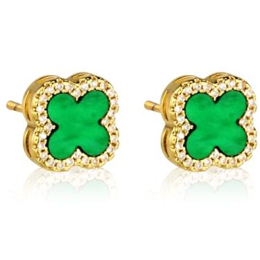 Imagem de LOMISS BRINCO FEMININOS FOLHEADO A OURO 18K TREVO ZIRCÔNIA CRAVEJADA (DOURADO/VERDE)