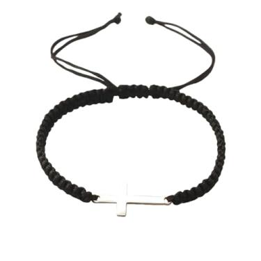 Imagem de Pulseira cruzada de aço inoxidável ajustável feita à mão – Joia de mão masculina simples e elegante, perfeita para casais, Medium, liga metálica, Sem Pedra Preciosa