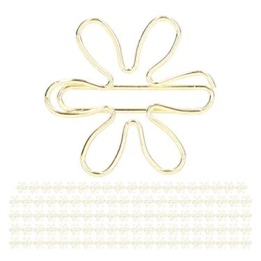 Imagem de Cryfokt Clipes de Papel Engraçados do Planejador da Forma da Flor Clipes de Papel Duráveis ​​do Metal para a Escola de Casa Escritório para a Classificação Arquivo, 100 de Ouro Dos Pces (Padrão de