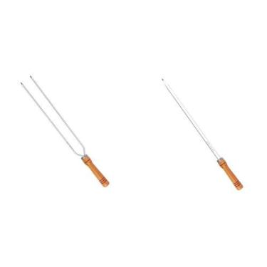 Imagem de Conjunto 5 Espetos Mor 80cm - 2x Duplos + 3x Simples - Para Churrasco 