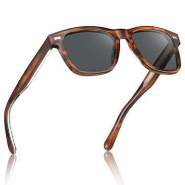 Imagem de Óculos de Sol CARFIA CA2301 Masculino - Retrô em Acetato com Lentes Polarizadas, Proteção UV, Padrão em Relevo e Núcleo de Arame