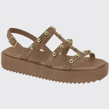 Imagem de Sandália Feminina Flatforme Plana Aranha Tachas Douradas Moleca 5489.119.9569-Feminino