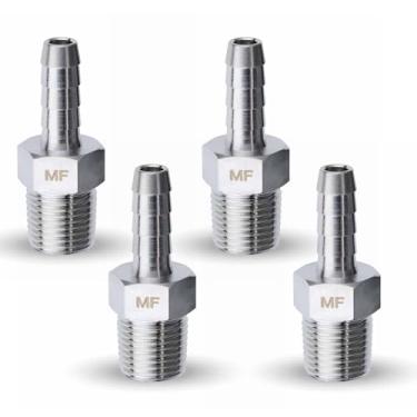 Imagem de MAACFLOW Conector adaptador de mangueira farpada MAACFLOW de aço inoxidável 1/20.3 cm macho NPT para 3/40.6 cm ID de mangueira farpada (pacote com 4)
