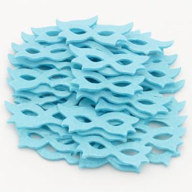 Imagem de 50 Mini Máscaras de EVA para Carnaval, Decoração de Festas, Acessórios para Pets, Multicoloridas, Kit com Várias Unidades (Azul Claro)