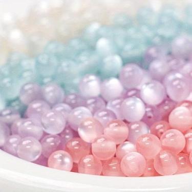 Imagem de 100 peças imitação de contas de resina olho de gato, contas redondas, colares de contas artesanais, pulseiras, brincos, acessórios de joias (verde claro)