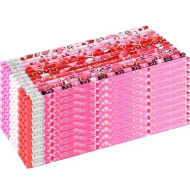 Imagem de FYXMI Lápis de madeira, 24 unidades, hexagonais amarelos, grafite HB, 0,7 cm de diâmetro, para anotações, desenho escolar, escritório, tema de aniversário, a partir de 5 anos (estilo dia dos namorados