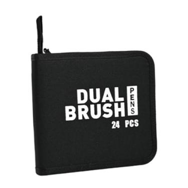 Imagem de Nishiyuenyi Estojo para lápis de cor com zíper, porta-canetas e marcadores, com vários compartimentos para armazenamento, ideal para salões de beleza, 24 Furos