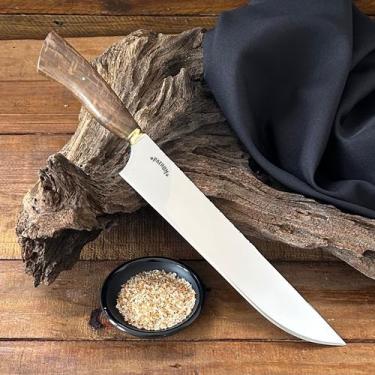 Imagem de Faca P/ Churrasco Rústica Aço Inox 2mm 10p Cabo De Madeira - Patron