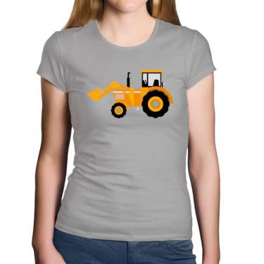 Imagem de Baby Look Algodão Trator Pá Carregadeira Amarelo - Foca na Moda, Cinza