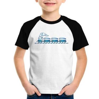 Imagem de Camiseta Raglan Infantil Trenzinho Brinquedo - Foca na Moda, Branco, P
