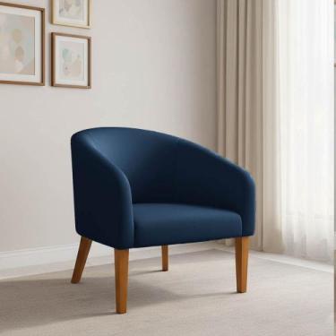 Imagem de Poltrona Sala Decorativa Stella Pé Madeira Trapézio Castanho Suede D03