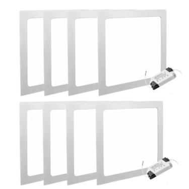 Imagem de Kit 8 Painel Plafon Led Embutir Quadrado 24w Branco Frio 6500k Bivolt 