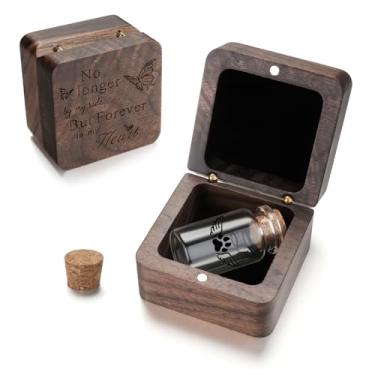 Imagem de SOITIS Pequeno animal de estimação para cães, gatos, urnas para cinzas, caixa de madeira, urna de vidro pequena para animais de estimação lembrança de cinzas, urnas de animais de estimação para cinzas