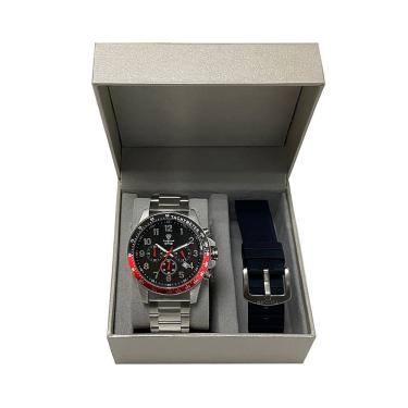 Imagem de Relógio Cronógrafo Masculino de Aço Tuguir Analógico Infinity TGI37032 Prata e Preto