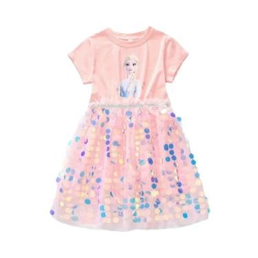Imagem de Vestido Casual De Verão Da Menina Frozen Elsa Com Estampa De Princesa 