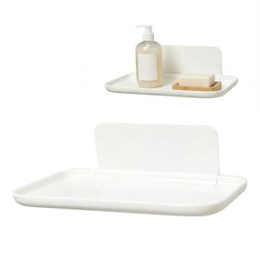 Imagem de Prateleiras flutuantes dobráveis sem perfuração, suporte de parede adesivo para banheiro, cozinha, sala de estar, quarto, entrada, prateleira resistente à água para armazenamento doméstico (tamanho